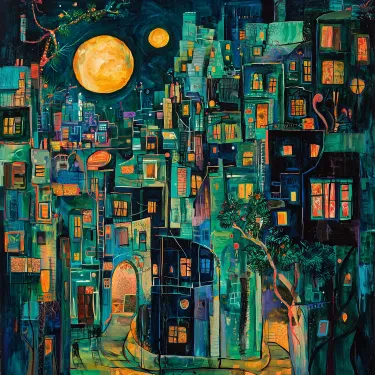 View Moonlit Metropolis Burst