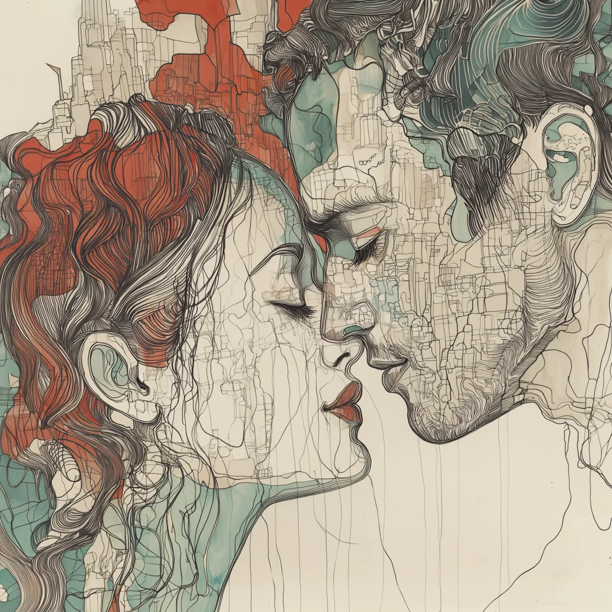 Crimson and Azure Embrace