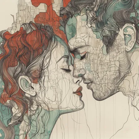 Crimson and Azure Embrace