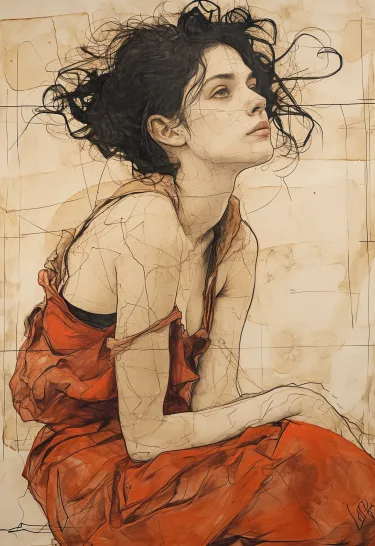 View Orange Frock, Quiet Thought