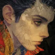 Crimson-Cobalt Veiled Reverie