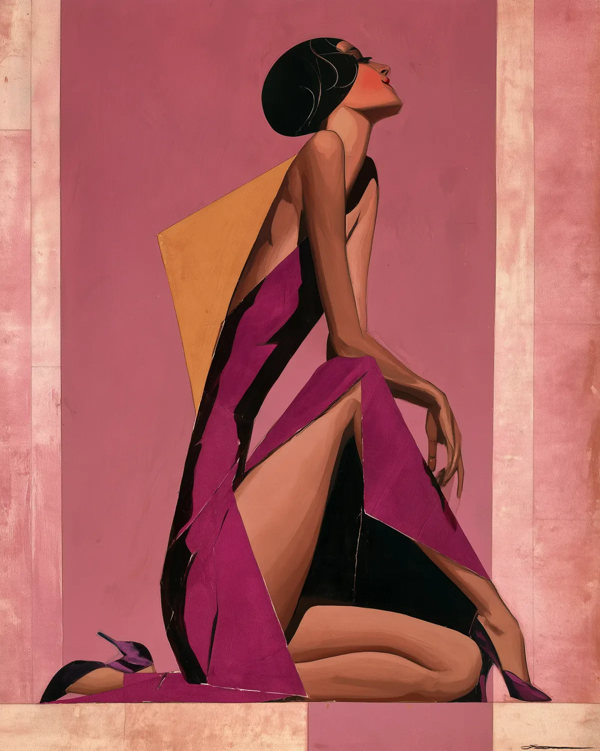 Kneeling in Fuchsia