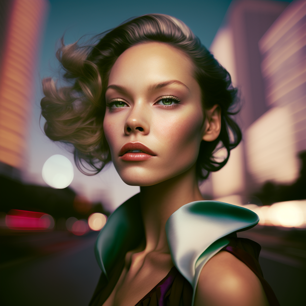 Gaze of Elegance: Shadows in Urban Enigma