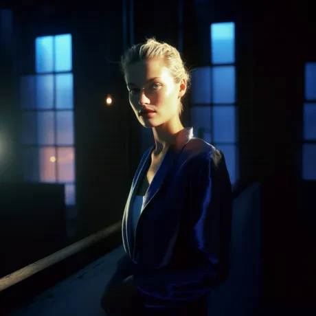 Veiled Glance Amidst Urban Luminance