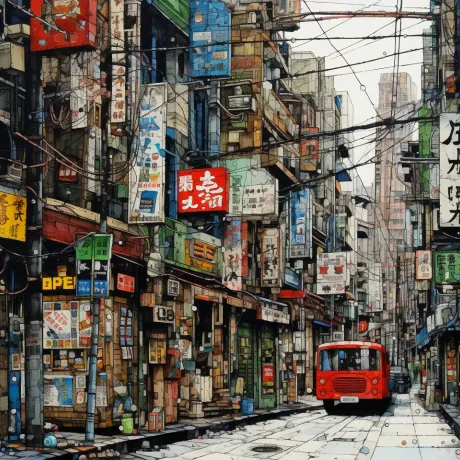 Neon Whispers: A Dreamy Urban Tapestry