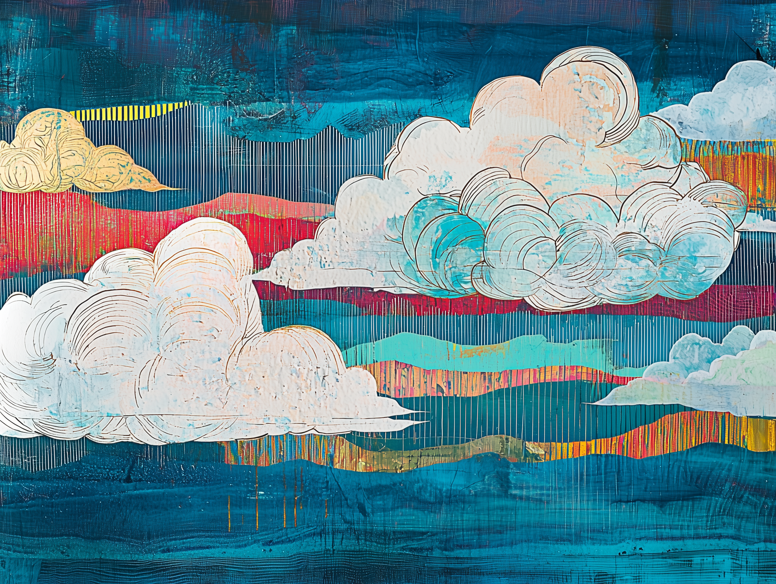 Whispering Horizons: A Dance of Elemental Hues