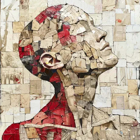 Resilient Visage: Luminescent Mosaic of Introspection