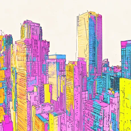 Kaleidoscope Skyscrapers: Urban Dreamscape Symphony