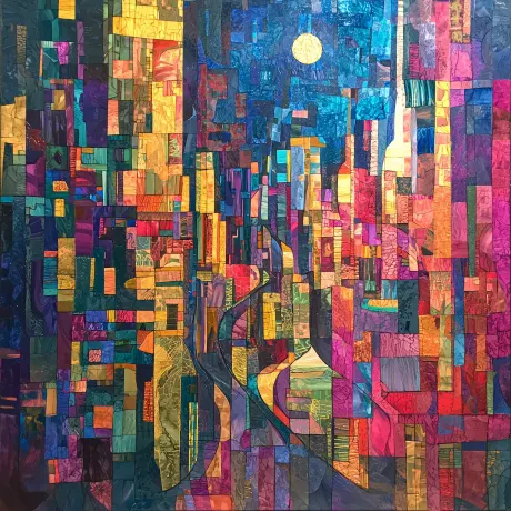 Kaleidoscopic Cityscape: Dusk's Enchanted Tapestry
