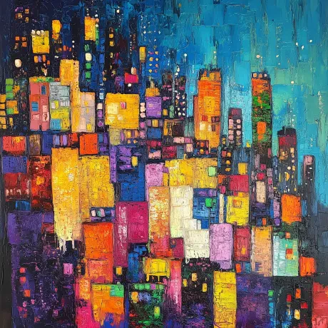 Electric Pulse: Cityscape in Vivid Harmony