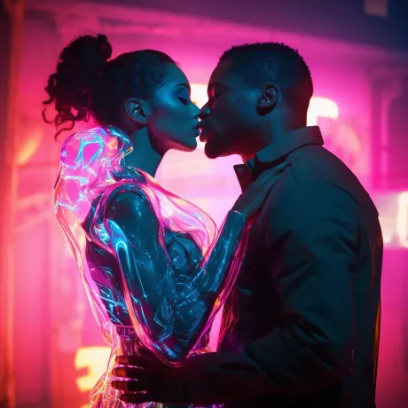 Neon Embrace: Romance in a Digital Wonderland