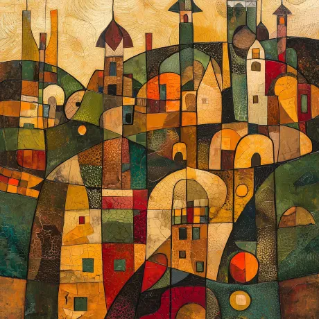 "Whispers of Color in Village Dreams"