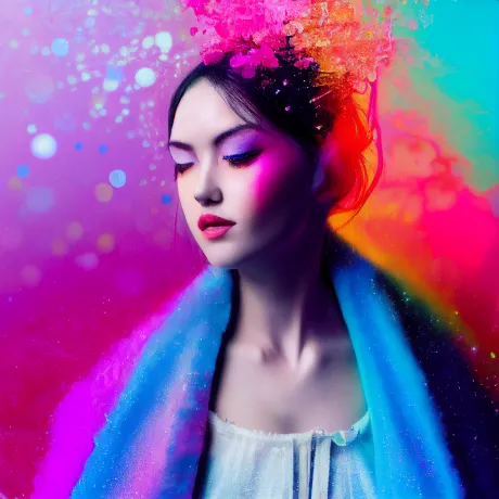 Masked in Rainbow: A Surreal Portrait