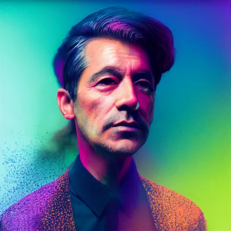 Ethereal Portrait: Gary Oldman in Neon Dreams