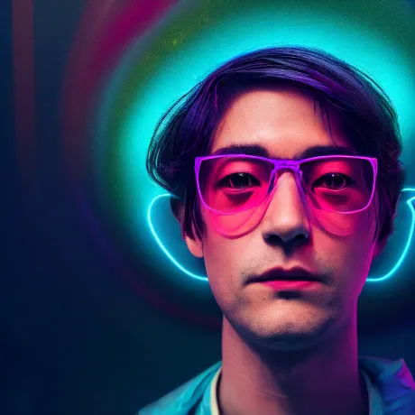 Ethereal Halo: Portrait of a Neon Youth