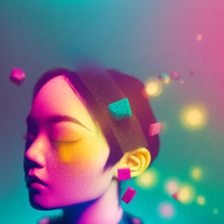 Ethereal Neon Beauty: A Gaze of Intensity