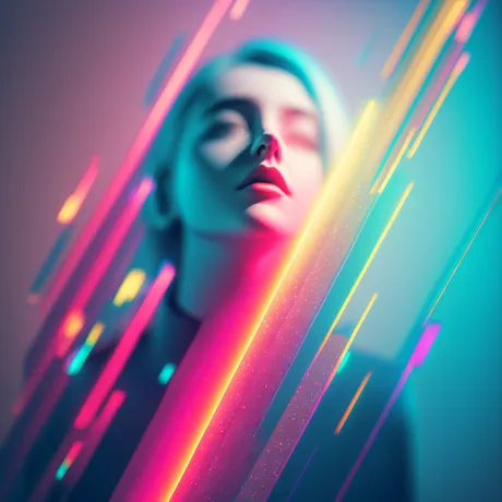 "Ethereal Gaze: Neon Whispers in Technicolor Dreams"
