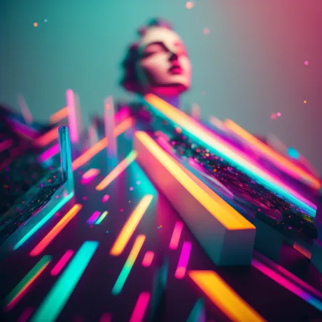 Mystic Neon Echoes in Geometric Darkness.
