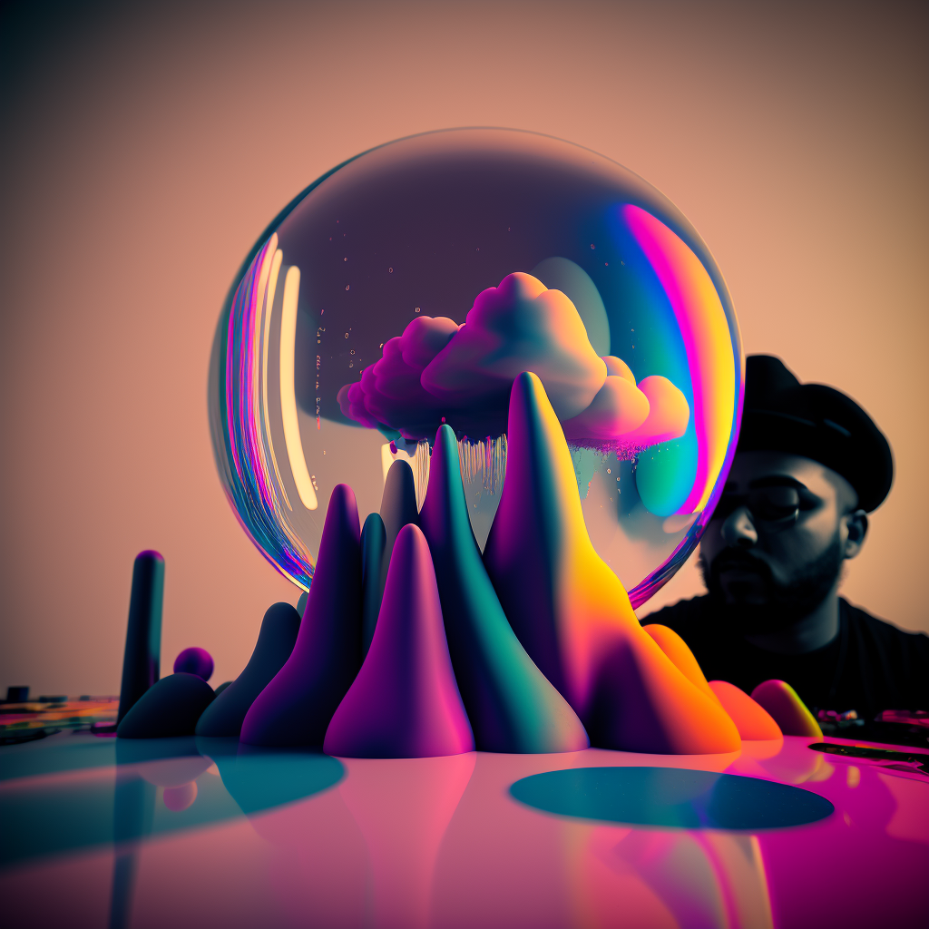 "Ethereal Reflections: Neon Dreams and Contemplation"