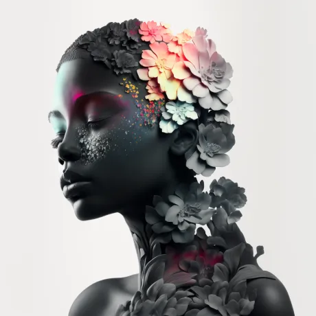 "Enigmatic Blossom: Silhouette of Obscured Beauty"