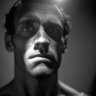 Shadowed Visage: A Gaze Through Light and Darkness