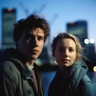 Twilight Gaze: Urban Elegance and Enigma