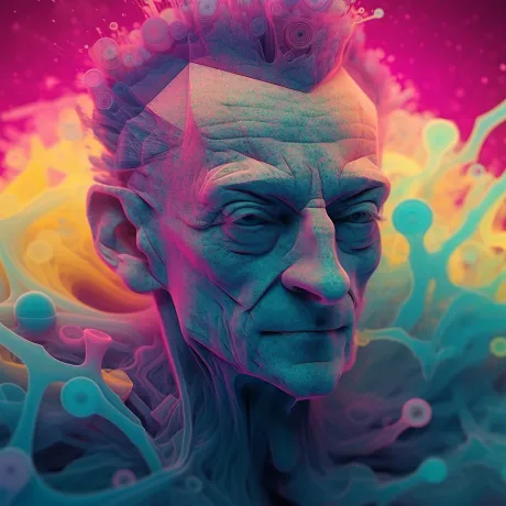 Neon Wisdom: A Futuristic Portrait of Experience