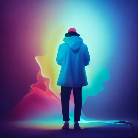 "Rainbow Solitude: A Study in Urban Contemplation"