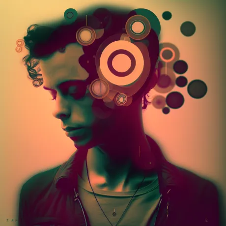 "Midnight Contemplation: A Portrait in Abstract Hues"
