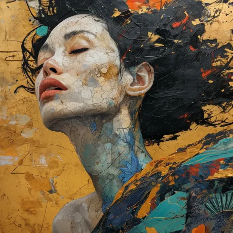 "Intense Gaze: Grunge Beauty in Contrasting Colors"