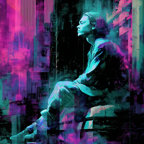 "Urban Solitude: Neon Echoes"