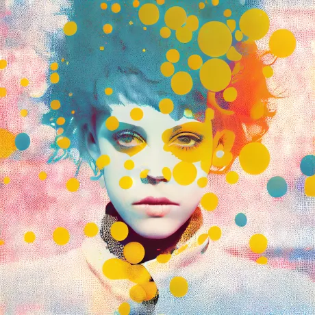 "Enigmatic Beauty: Splashes of Color and Mystery"