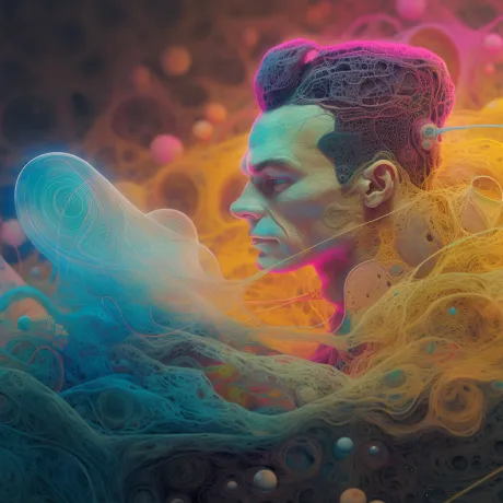 Ethereal Echoes: A Figure Amidst Swirling Hues
