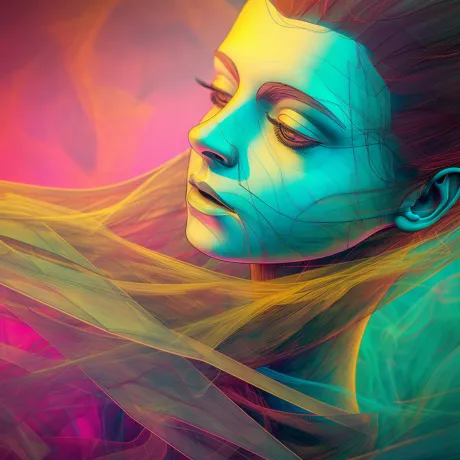 Veiled Serenity: Ethereal Contemplation in Pastel Hues