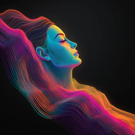 "Neon Tranquility: A Futuristic Portrait of Contemplation"