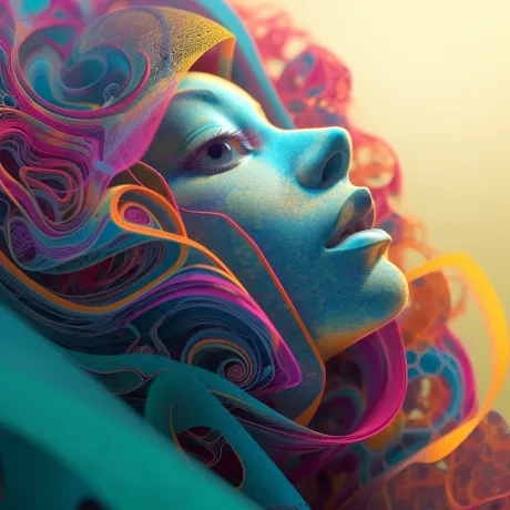Ethereal Echoes: Portrait in Vivid Dreamscape