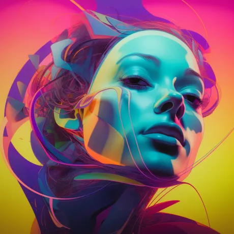 Ethereal Enigma: Blue Beauty with Neon Secrets.
