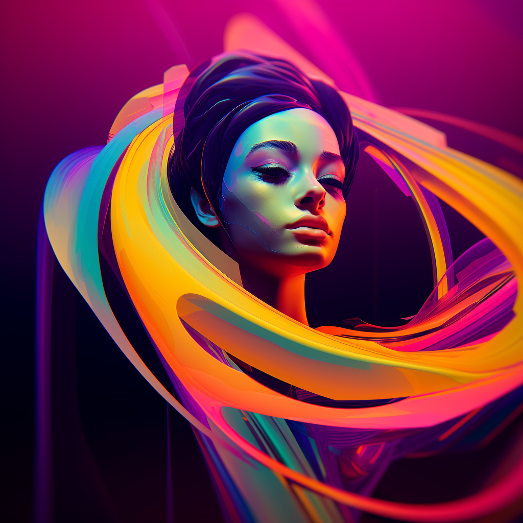 Whirl of Veiled Colors: Enigmatic Portrait of Youth