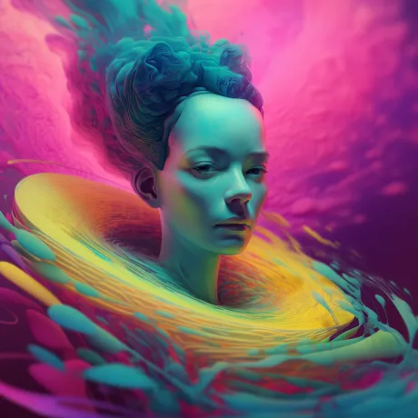 "Blue Gaze: Psychedelic Dreamscape"
