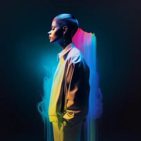"Chromatic Echoes: A Profile in Vibrant Portrait"
