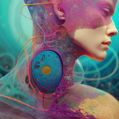 "Ethereal Convergence: A Vision in Purple and Blue"