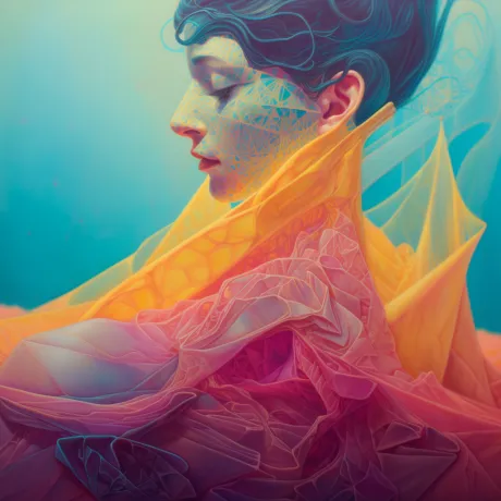 Ethereal Reverie: The Woman of Vibrant Mystery