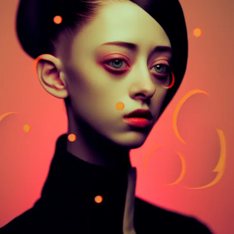 Ethereal Enigma: Blue-Haired Beauty in a Pink Dream