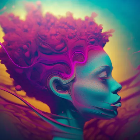 "Radiant Dreamer in Electric Hues"