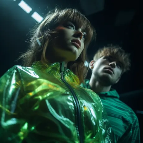"Neon Veil: Figures in Yellow"