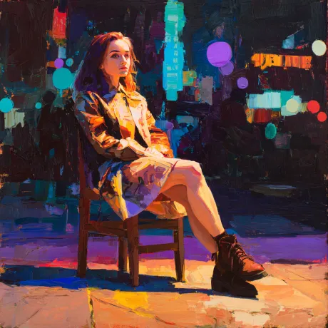 Urban Serenity: Elegance Amidst Neon Dreams
